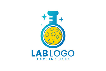 Flat modern simple moon laboratory logo template icon symbol vector design illustrationのイラスト素材