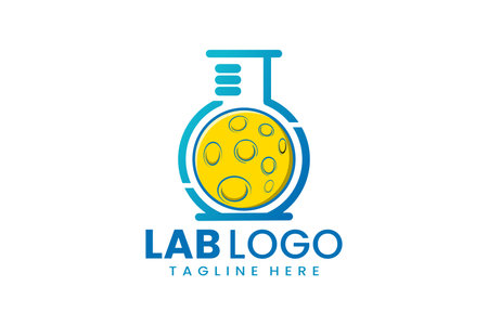 Flat modern simple moon laboratory logo template icon symbol vector design illustrationのイラスト素材