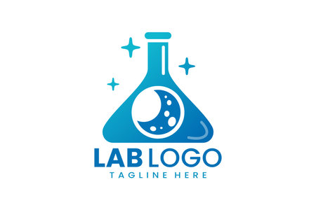 Flat modern simple moon laboratory logo template icon symbol vector design illustrationのイラスト素材