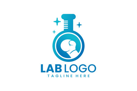 Flat modern simple boxing laboratory logo template icon symbol vector design illustrationのイラスト素材