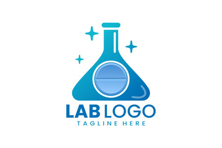 Flat modern simple medicine laboratory logo template icon symbol vector design illustrationのイラスト素材