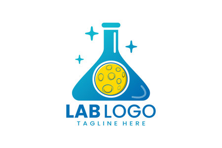 Flat modern simple moon laboratory logo template icon symbol vector design illustrationのイラスト素材