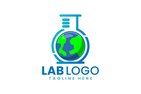 Flat modern simple earth laboratory logo template icon symbol vector design illustrationのイラスト素材