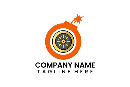 Flat bomb shield icon symbol logo template vector design illustrationのイラスト素材