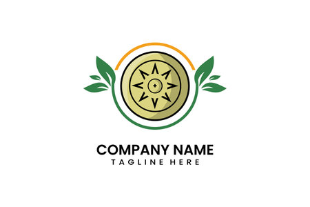 Flat modern simple nature shield logo icon template vector design illustrationのイラスト素材