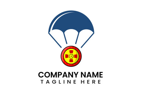 Flat vector parachute shield logo modern style templateのイラスト素材