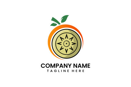 Flat simple modern fruit shield icon symbol logo template vector design illustrationのイラスト素材
