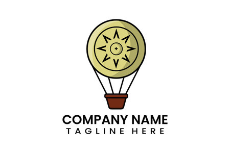 Flat vector parachute shield logo modern style templateのイラスト素材