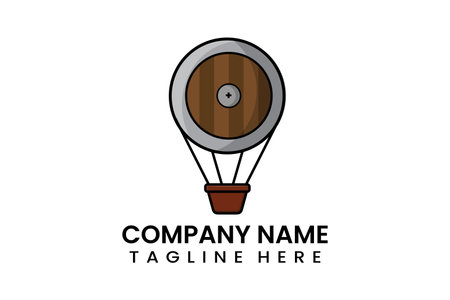 Flat vector parachute shield logo modern style templateのイラスト素材