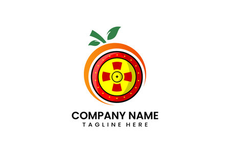 Flat simple modern fruit shield icon symbol logo template vector design illustrationのイラスト素材