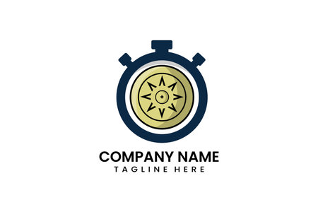Flat shield time logo template designのイラスト素材