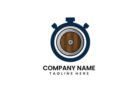 Flat shield time logo template designのイラスト素材