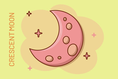 cartoon Crescent moon nighttime icon in comic style lunar night concept illustration business logoのイラスト素材