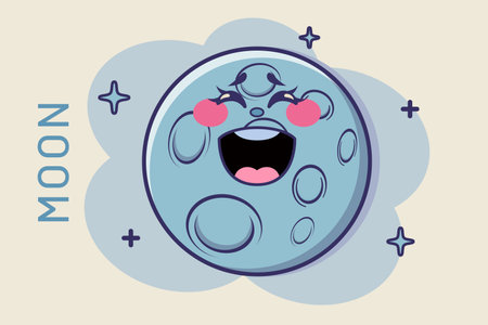 cartoon moon nighttime icon in comic style lunar night concept illustration moon sky business logoのイラスト素材