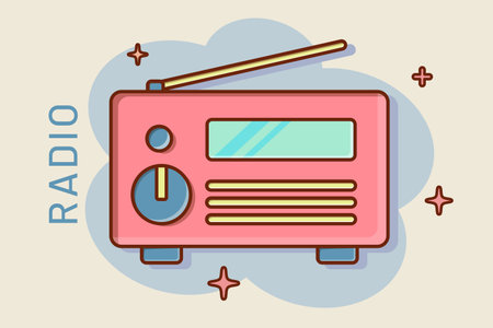 cartoon radio icon in comic style radio news sound concept illustration music speaker business logoのイラスト素材