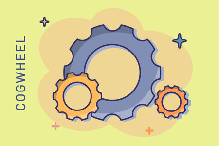 cartoon gear icon in comic style cog wheel concept illustration gearwheel cogwheel business logoのイラスト素材