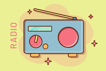 cartoon radio icon in comic style radio news sound concept illustration music speaker business logoのイラスト素材