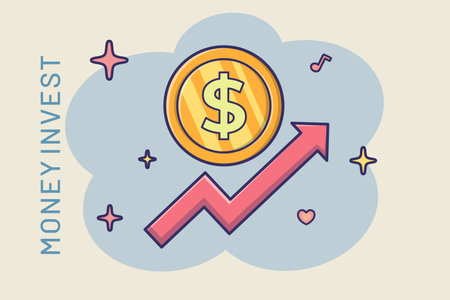 cartoon money invest icon in comic style invest bank concept illustration. vector white background of invest with coinsのイラスト素材