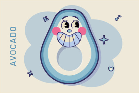 cartoon avocado icon in comic style fruits concept illustration. food nature icon concept isolated premium vector flat business logoのイラスト素材