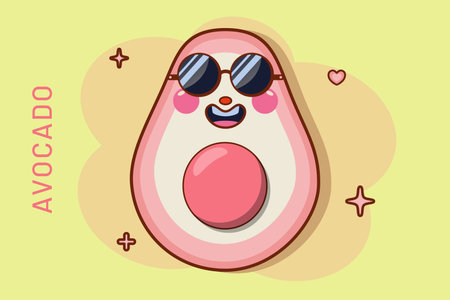 cartoon avocado icon in comic style fruits concept illustration. food nature icon concept isolated premium vector flat business logoのイラスト素材