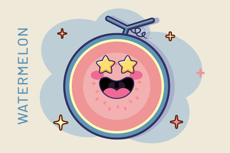 cartoon watermelon icon in comic style fruits concept illustration. food nature icon business logoのイラスト素材