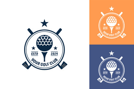 Modern Flat design Unique Golf Ball club Graphic logo template and Minimalist Golfing Logo Conceptのイラスト素材