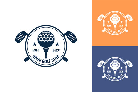 Modern Flat design Unique Golf Ball club Graphic logo template and Minimalist Golfing Logo Conceptのイラスト素材