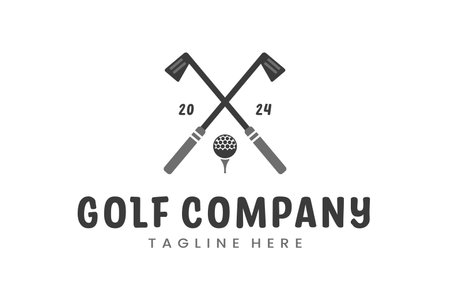Modern Flat design Unique Golf Ball club Graphic logo template and Minimalist Golfing Logo Conceptのイラスト素材
