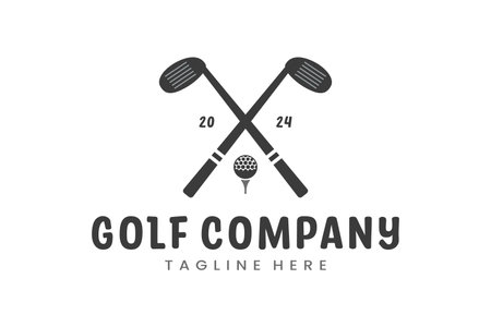 Modern Flat design Unique Golf Ball club Graphic logo template and Minimalist Golfing Logo Conceptのイラスト素材