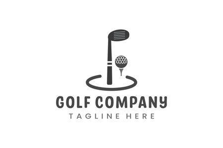 Modern Flat design Unique Golf Ball club Graphic logo template and Minimalist Golfing Logo Conceptのイラスト素材