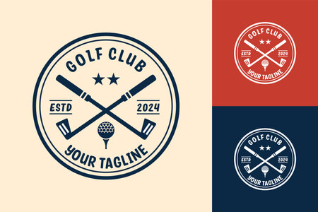 Modern Flat design Unique Golf Ball club Graphic logo template and Minimalist Golfing Logo Conceptのイラスト素材