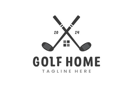 Modern Flat design Unique Home Golf Ball club Graphic logo template Minimalist Golfing Logo templateのイラスト素材