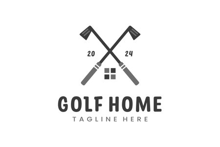 Modern Flat design Unique Home Golf Ball club Graphic logo template Minimalist Golfing Logo templateのイラスト素材