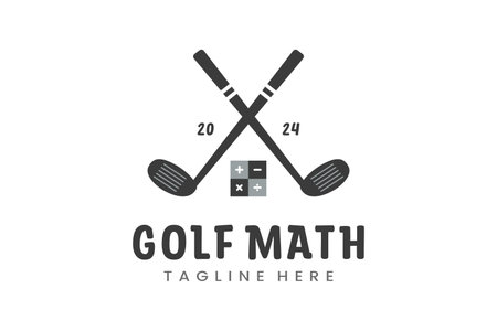 Modern Flat design Unique Mathematics Golf Ball club Graphic logo template Minimalist Golfing Logoのイラスト素材