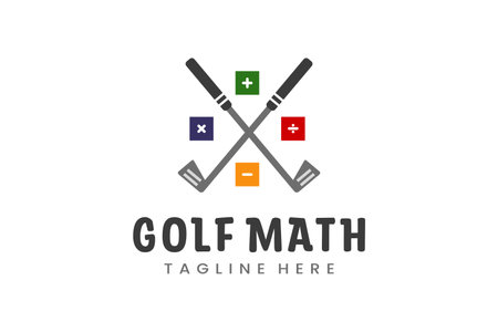 Modern Flat design Unique Mathematics Golf Ball club Graphic logo template Minimalist Golfing Logoのイラスト素材