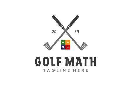 Modern Flat design Unique Mathematics Golf Ball club Graphic logo template Minimalist Golfing Logoのイラスト素材