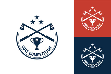Modern Flat design Unique Golf Ball championship logo template and Minimalist Golfing Logo Conceptのイラスト素材