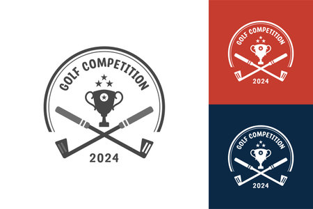 Modern Flat design Unique Golf Ball championship logo template and Minimalist Golfing Logo Conceptのイラスト素材