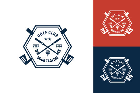 Modern Flat design Unique Golf Ball club Graphic logo template and Minimalist Golfing Logo Conceptのイラスト素材