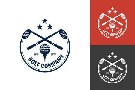 Modern Flat design Unique Golf Ball club Graphic logo template and Minimalist Golfing Logo Conceptのイラスト素材