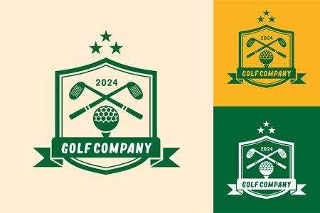 Modern Flat design Unique Golf Ball club Graphic logo template and Minimalist Golfing Logo Conceptのイラスト素材