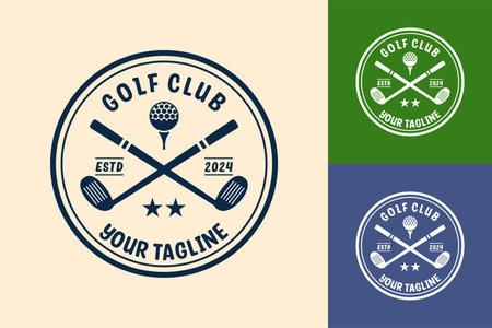 Modern Flat design Unique Golf Ball club Graphic logo template and Minimalist Golfing Logo Conceptのイラスト素材