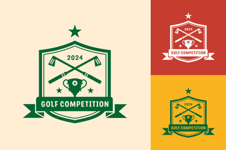 Modern Flat design Unique Golf Ball championship logo template and Minimalist Golfing Logo Conceptのイラスト素材