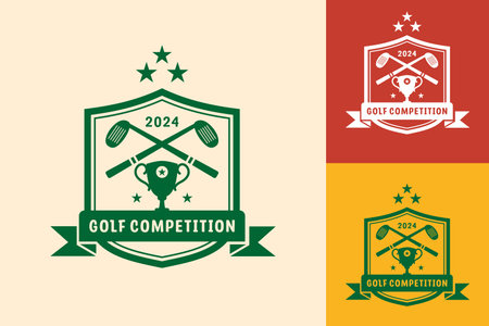 Modern Flat design Unique Golf Ball championship logo template and Minimalist Golfing Logo Conceptのイラスト素材