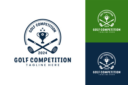 Modern Flat design Unique Golf Ball championship logo template and Minimalist Golfing Logo Conceptのイラスト素材