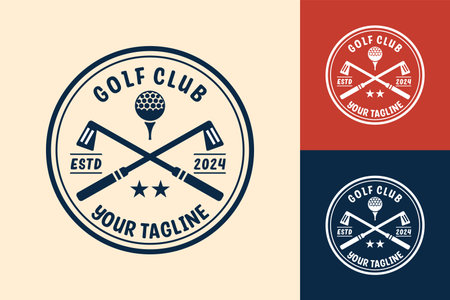 Modern Flat design Unique Golf Ball club Graphic logo template and Minimalist Golfing Logo Conceptのイラスト素材