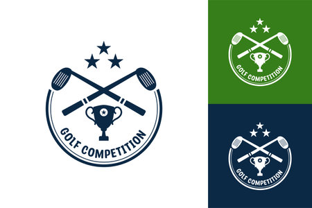 Modern Flat design Unique Golf Ball championship logo template and Minimalist Golfing Logo Conceptのイラスト素材