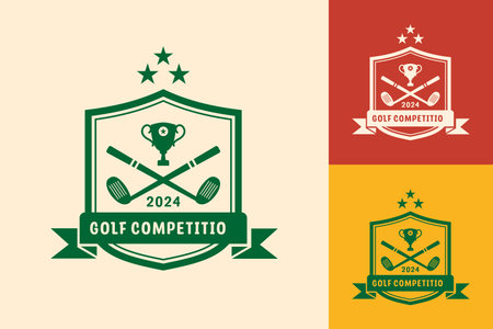 Modern Flat design Unique Golf Ball championship logo template and Minimalist Golfing Logo Conceptのイラスト素材