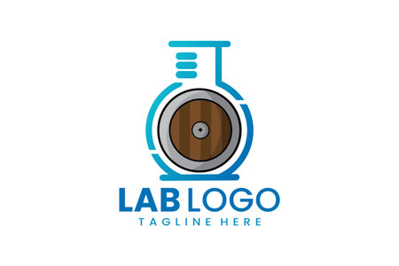 Flat modern simple shield laboratory logo template icon symbol vector design illustrationのイラスト素材