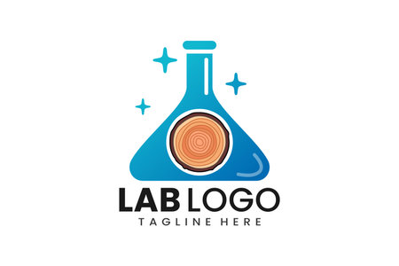 Flat modern simple wooden trunk laboratory logo template icon symbol vector design illustrationのイラスト素材